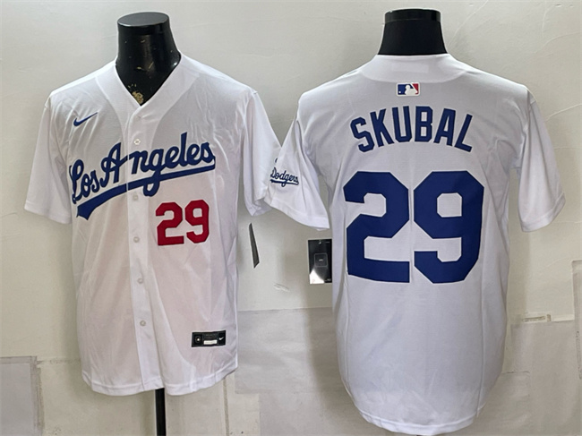 Men's Los Angeles Dodgers #29 Tarik Skubal White Alternate Stadium Stitched Baseball Jersey Men's Los Angeles Dodgers #29 Tarik Skubal White Alternate Stadium Stitched Baseball Jersey
